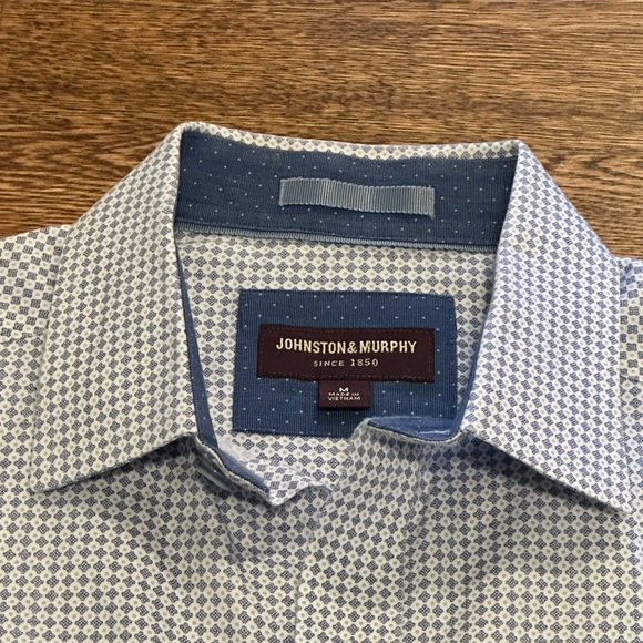 Johnston & Murphy Blue Microprint Long Sleeve Button Down Shirt Men’s Size Large - Picture 6 of 8